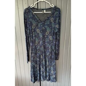 Ibex Blue and Gray Patterned Mini Dress